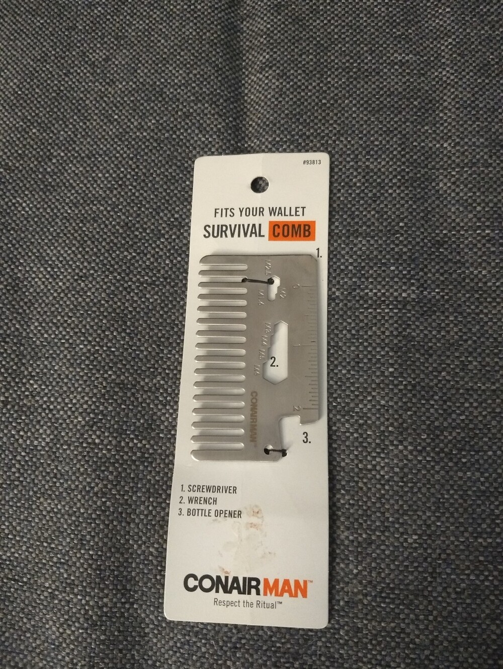 Conair Survival Comb - Compact Wallet Tool - Bottle Opener - Wrench - Ruler